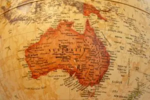 Colonial map of Australia in brown sepia tones